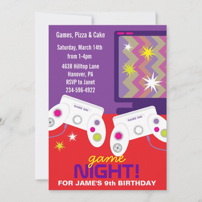 Invitación Boys Video Game Birthday Party invita (Anverso)