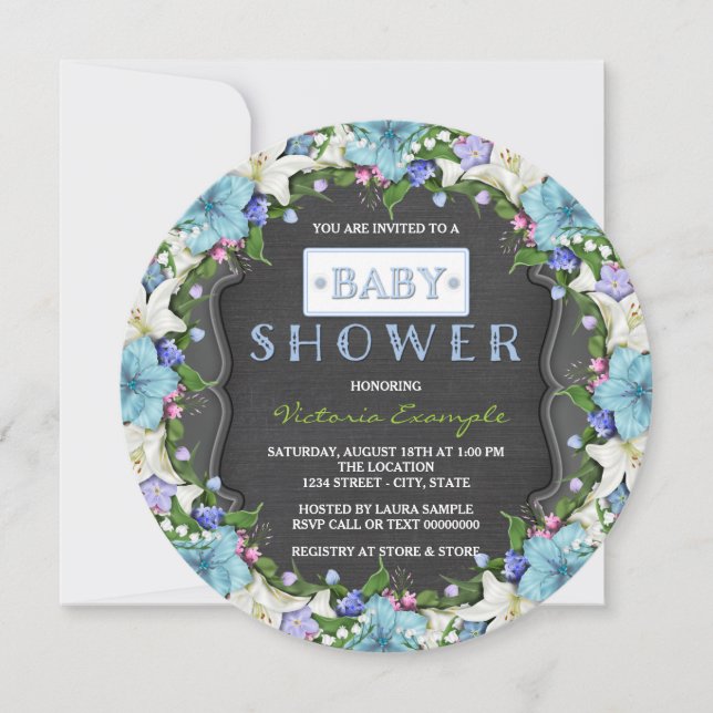 Invitación Boys Vintage Chalk Baby Shower (Anverso)