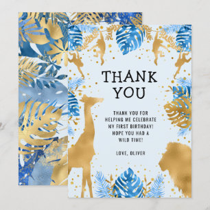Invitación Boys Wild One 1er Cumpleaños Azul Safari Gracias
