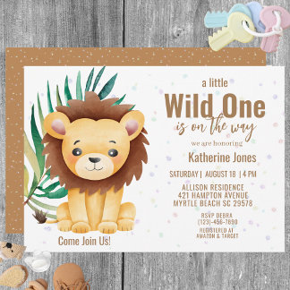 Invitación Boys Wild One Lion Baby Shower