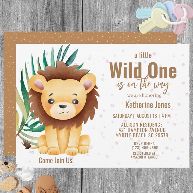 Invitación Boys Wild One Lion Baby Shower (Subido por el creador)