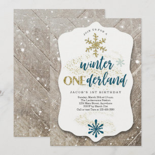 Invitación Boys Winter ONEderland Primera fiesta de cumpleaño