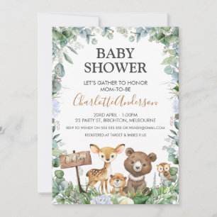 Invitación Boys Woodland Animals and Greenery Baby Shower