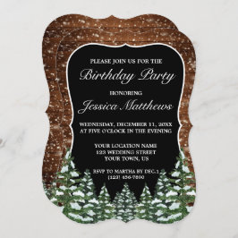 Invitación Bracket Black Snowowood & Forest Pine Birday