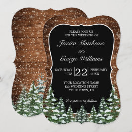 Invitación Bracket Black Snowy Wood & Forest Country Wedding