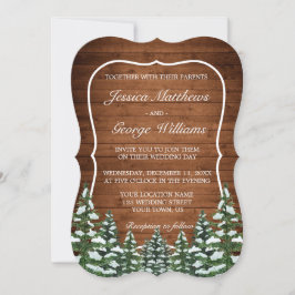 Invitación Bracket Snowowy Wood & Forest Country Pine Boda