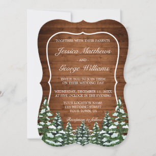 Invitación Bracket Snowowy Wood & Forest Country Pine Boda