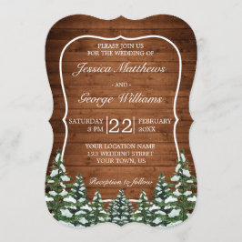 Invitación Bracket Snowowy Wood & Forest Country Pine Boda