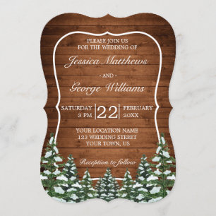 Invitación Bracket Snowowy Wood & Forest Country Pine Boda