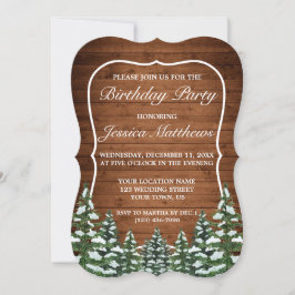Invitación Bracket Snowy Wood & Forest Country Pine Birday