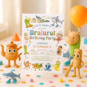 Invitación Brainrot Meme Cumpleaños