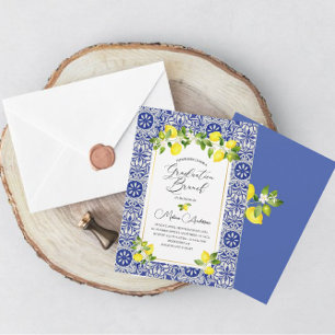 Invitación Bran de graduación de la acuarela de mosaico azul