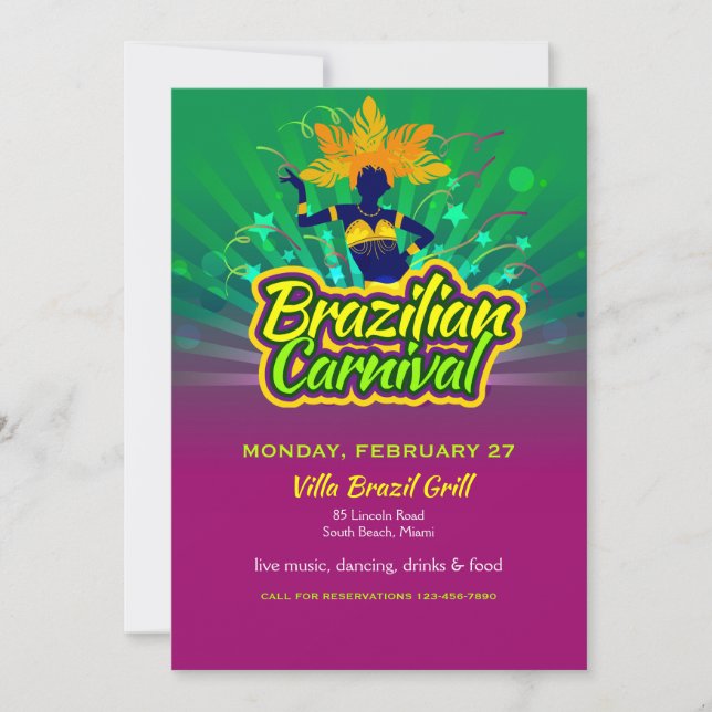 Invitación brasileña del carnaval (Anverso)