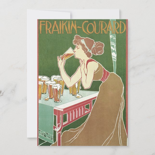 Invitación Brasserie de estilo Art Nouveau de época Fraikin-C (Anverso)