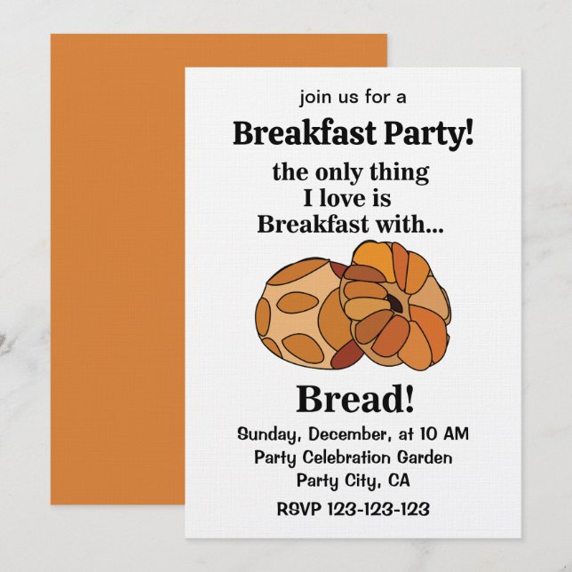 Invitación Bread Loaf Breakfast Party (Anverso / Reverso)