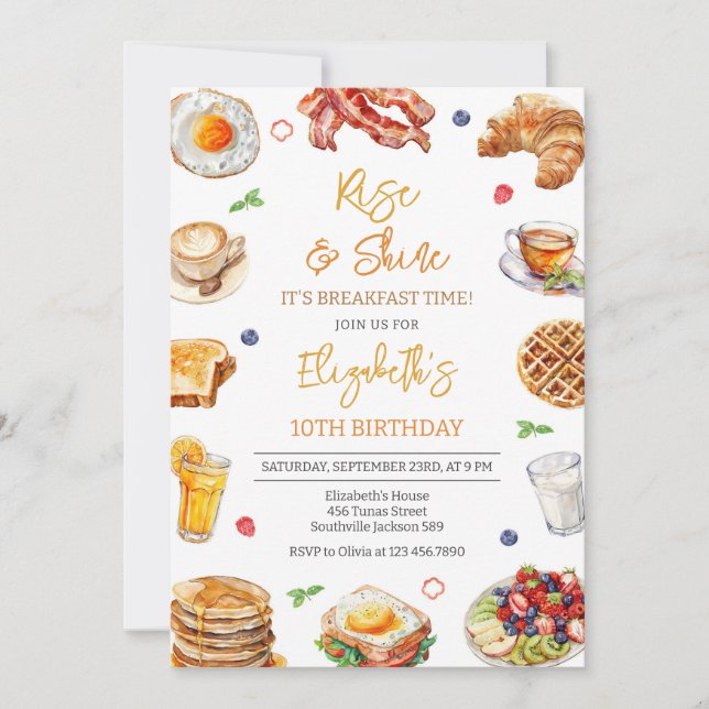 Invitación Breakfast Brunch Birthday Invitation (Anverso)
