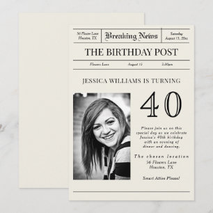 Invitación "Breaking News" foto de cumpleaños