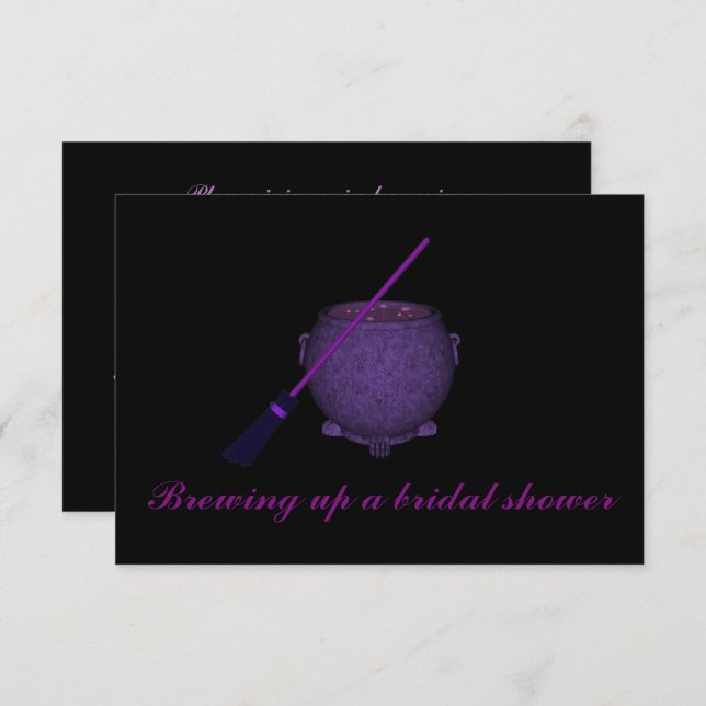 Invitación "Breaking Up a Bridal Shower" con Broom & Cauldron (Anverso / Reverso)