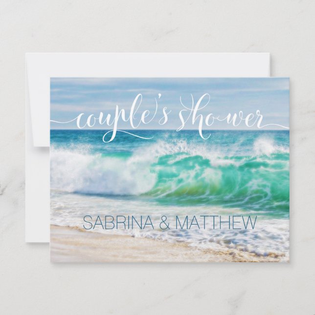 Invitación Breaking Waves Beach Couple's Wedding Shower (Anverso)