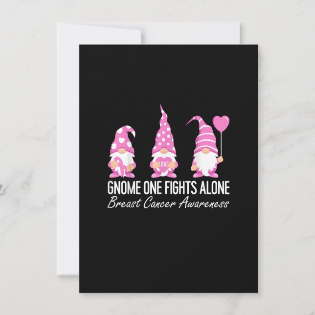 Invitación Breast Cancer Awareness Gnome One Fights Alone Pin (Anverso)