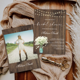 Invitación Breath Mason Jar Rustic Wood Bridal Shower
