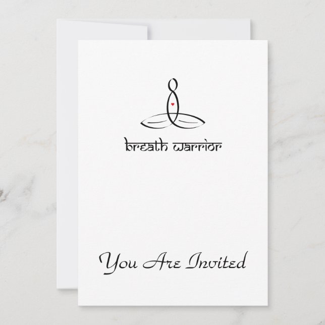 Invitación Breath Warrior - estilo sánscrito negro (Anverso)