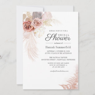 Invitación Brecha de novia Script Pampas Grass Tan
