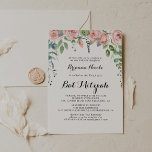 Invitación Breeze Verano Caligrafía Floral Bat Mitzvah<br><div class="desc">Esta invitación a la mitzvah de murciélago con caligrafía floral de brisa estival es perfecta para un murciélago rústico mitzvah. El diseño se compone de flores rosas color agua pintadas a mano,  rosa,  con un toque de color rosa,  rubor y verde follaje.</div>