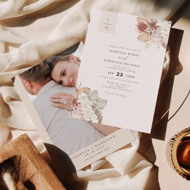 Invitación BRENNA Boda del tono de la palma tropical bohemian (Subido por el creador)