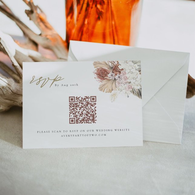 Invitación BRENNA Bohemia Palm Tropical QR Boda Código RSVP (Subido por el creador)