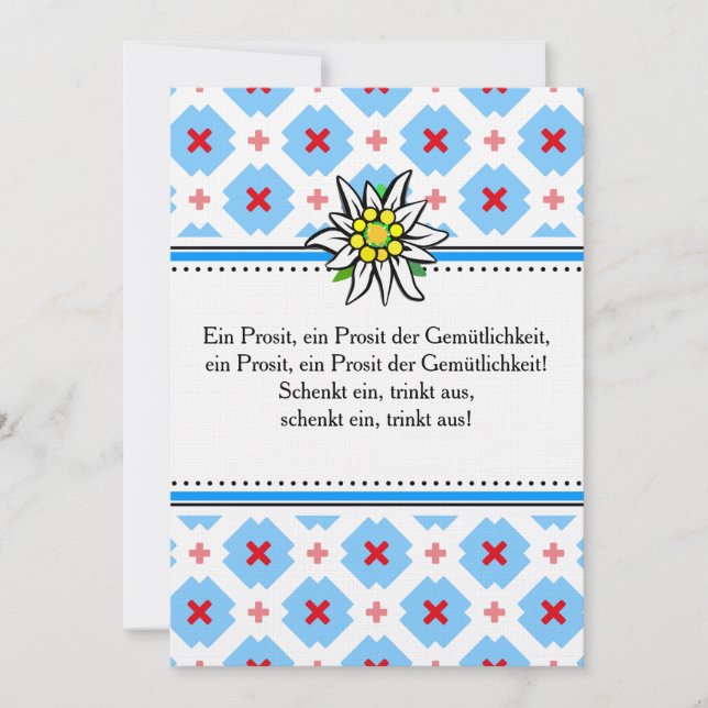 Invitación Brettchen Oktoberfest azul rojo (Anverso)