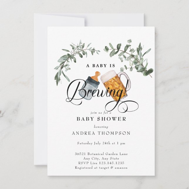 Invitación Breve de Bebé | Baby Shower acuarela (Anverso)