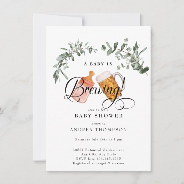 Invitación Breve de Bebé | Baby Shower acuarela (Anverso)