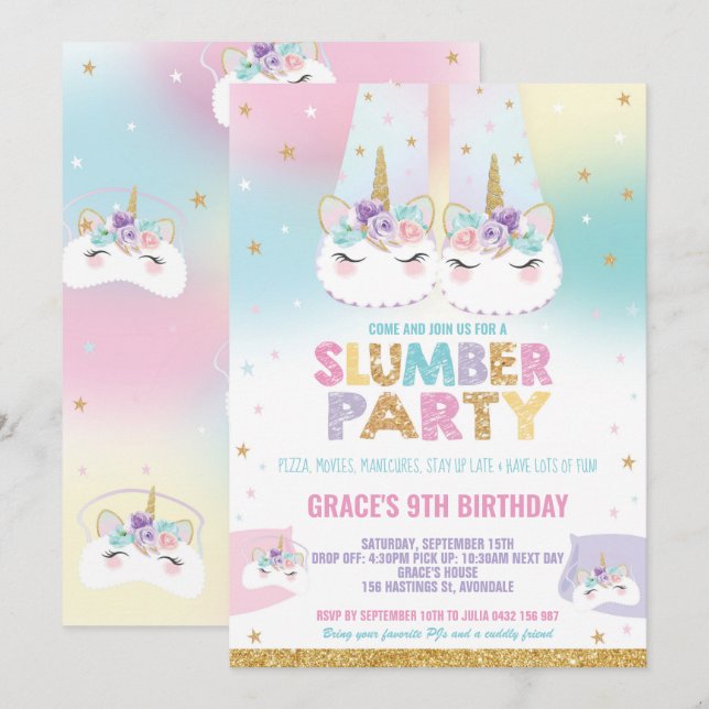 Invitación Breve resaca de fiesta de cumpleaños de arcoiris u (Anverso / Reverso)