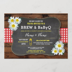 Invitación Brew and BABYQ Baby Shower Red Check