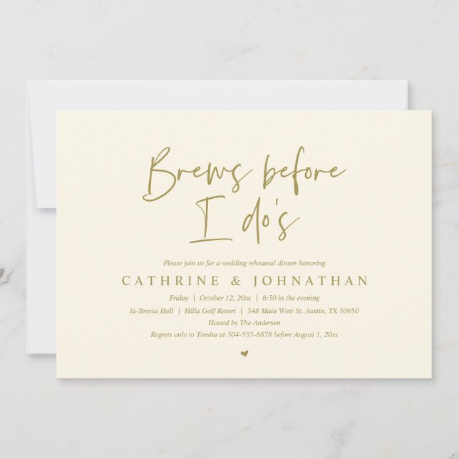 Invitación Brew antes que yo, Boda de la cena de ensayo (Anverso)