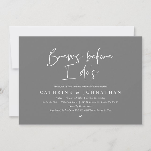 Invitación Brew antes que yo, Boda de la cena de ensayo (Anverso)