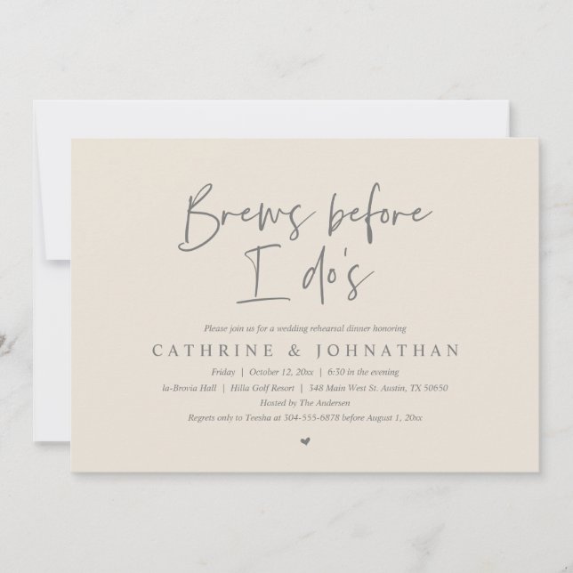 Invitación Brew antes que yo, Boda de la cena de ensayo (Anverso)