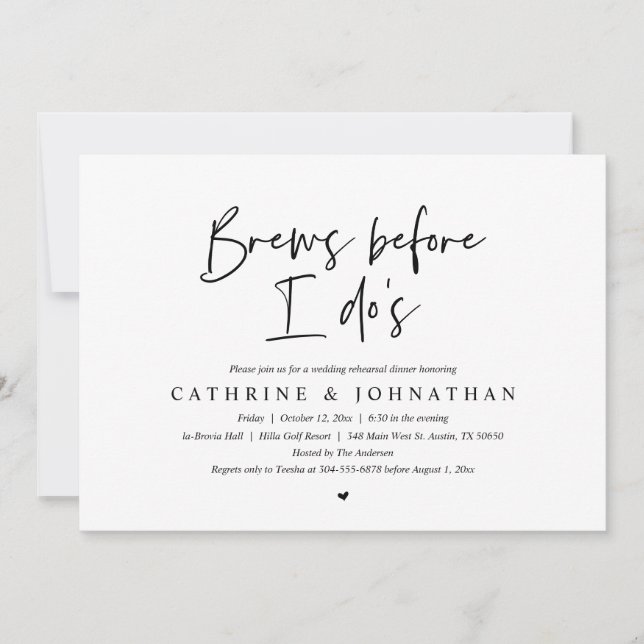 Invitación Brew antes que yo, Boda de la cena de ensayo (Anverso)