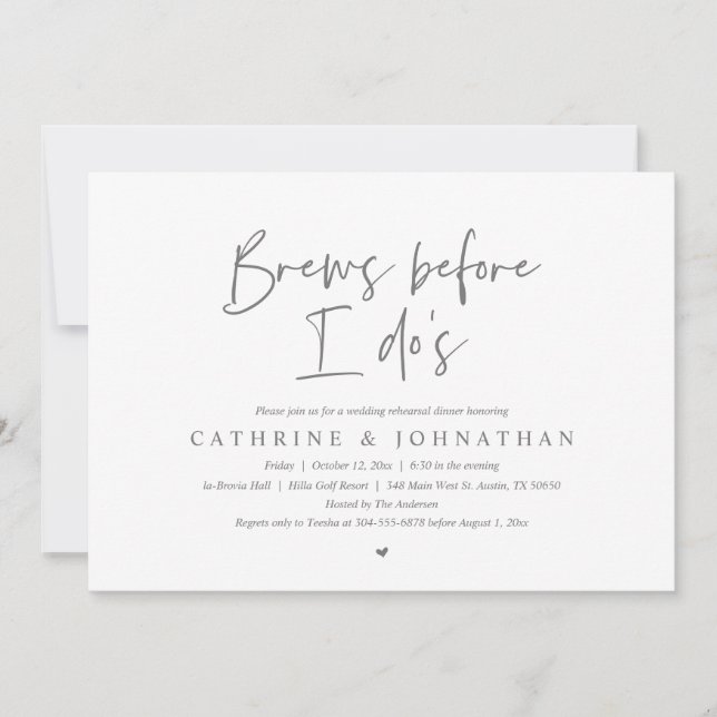 Invitación Brew antes que yo, Boda de la cena de ensayo (Anverso)
