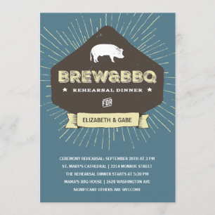 Invitación Brew & BQ   Cena de ensayo rústico