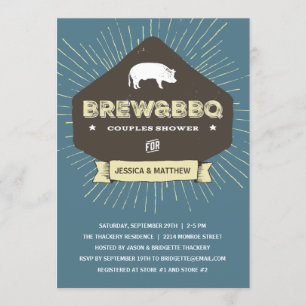 Invitación Brew & BQ   Ducha de matrimonio para parejas rusti