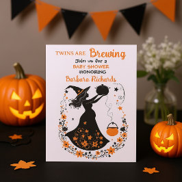 Invitación Brew de doble problema - Baby Shower de Halloween