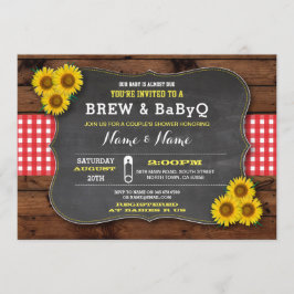 Invitación Brew y BABYQ Baby Shower Red Sunflower