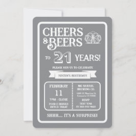 Invitación Brewery Surprise Cheers and Beers to 21 Years