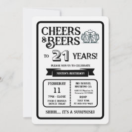 Invitación Brewery Surprise Cheers and Beers to 21 Years Invi