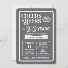 Invitación Brewery Surprise Cheers and Beers to 30 Years