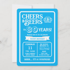 Invitación Brewery Surprise Cheers and Beers to 80 Years