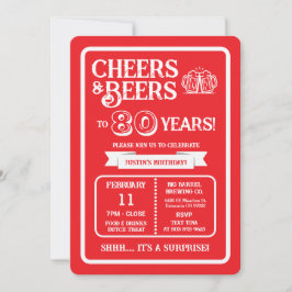 Invitación Brewery Surprise Cheers and Beers to 80 Years