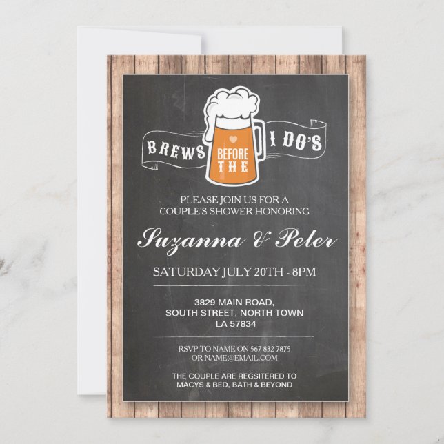 Invitación BREWS antes de que inviten las duchas de la pareja (Anverso)